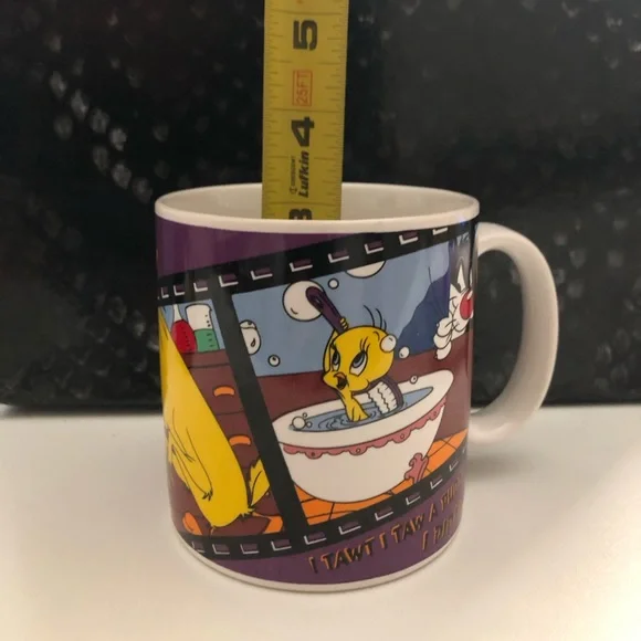 LOONEY TUNES TWEETY BIRD & SYLVESTER Ceramic Coffee Cup/Mug  **Vintage** - Picture 9 of 9
